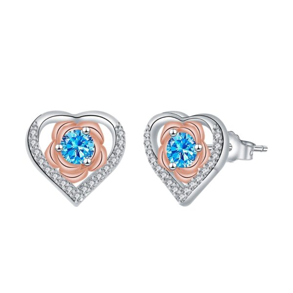Rose Love Heart Stud Earrings 925 Silver Needle Temperament - Image 6