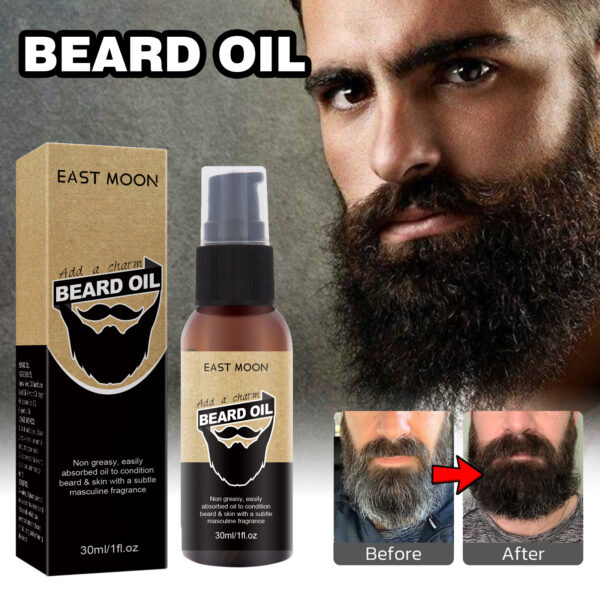 East Moon Beard Care Oil Men's Facial Sideburns Beard Styling Moisturizing Black Thick Care Oil - Image 3
