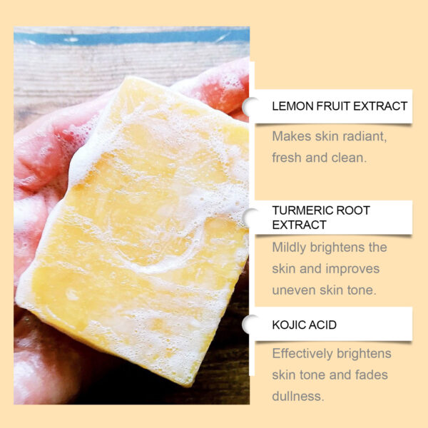 Lemon Turmeric Brightening Soap Gently Cleanses The Skin, Moisturizes, Hydrates And Replenishes Water. It Is A Facial And Body Care Soap - Image 3