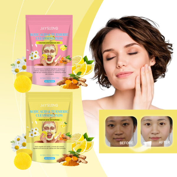 Jaysuing Kojic Acid Turmeric Exfoliating Cleansing Pad Gently Cleanses The Skin And Exfoliates The Skin, Gently Purifying And Soothing The Skin - Image 5