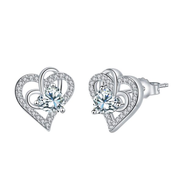925 Silver Needle Fashion Simple Elegant Earrings Heart-shaped - Image 3