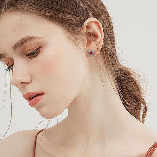 Rose Love Heart Stud Earrings 925 Silver Needle Temperament - Image 5