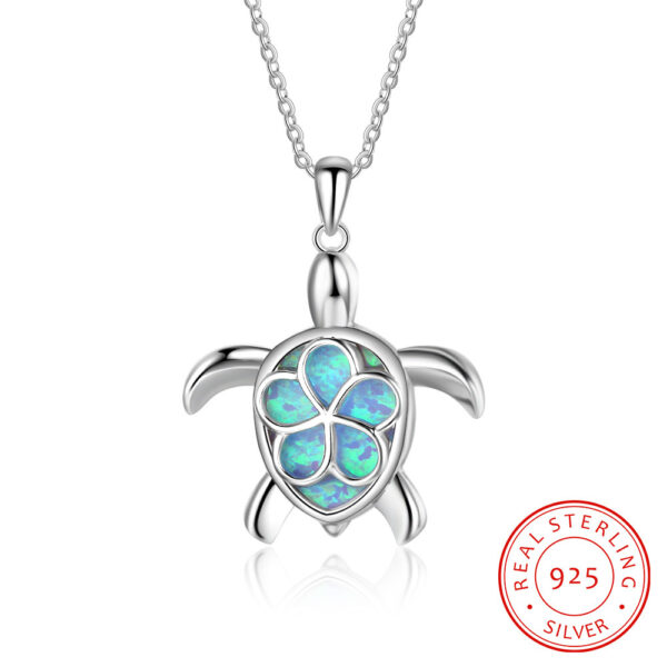 Cute Turtle OPAL Pendant Charm All-match Necklace - Image 3