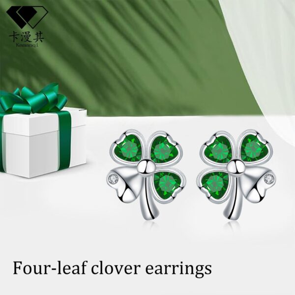 Silver Needle Natural Four-leaf Clover Lucky Earrings Female Gift For Mother's Day - Image 5