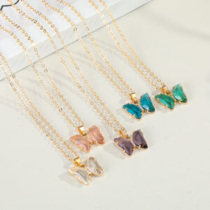 Crystal Butterfly Pendant Necklace Internet Celebrity