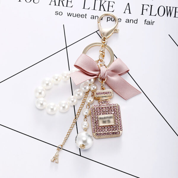 Creative Crystal Perfume Bottle Rhinestone Keychain - Image 6